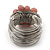 Wide Rhodium Plated Wire Ligth Pink Glass Bead Band Ring - view 3