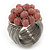 Wide Rhodium Plated Wire Ligth Pink Glass Bead Band Ring - view 2