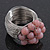 Wide Rhodium Plated Wire Ligth Pink Glass Bead Band Ring - view 8
