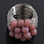 Wide Rhodium Plated Wire Ligth Pink Glass Bead Band Ring - view 6