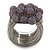 Wide Rhodium Plated Wire Pastel Violet Glass Bead Band Ring - view 6