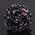 Large Purple/Pink/Black Glass Bead Flower Stretch Ring - Adjustable - view 4