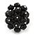 Black Glass Cluster Ring In Silver Plating - Adjustable (Size 8/9) - view 5