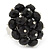 Black Glass Cluster Ring In Silver Plating - Adjustable (Size 8/9) - view 2