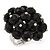 Black Glass Cluster Ring In Silver Plating - Adjustable (Size 8/9) - view 7