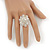 Transparent White Cluster Ring In Silver Plating - Adjustable (Size 8/9) - view 5