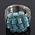 Wide Rhodium Plated Wire Light Blue Glass Bead Band Ring - view 3