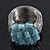 Wide Rhodium Plated Wire Light Blue Glass Bead Band Ring - view 11