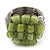 Wide Rhodium Plated Wire Light Green Glass Bead Band Ring - view 5