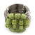 Wide Rhodium Plated Wire Light Green Glass Bead Band Ring - view 2