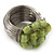 Wide Rhodium Plated Wire Light Green Glass Bead Band Ring - view 7