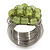 Wide Rhodium Plated Wire Light Green Glass Bead Band Ring - view 8