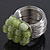 Wide Rhodium Plated Wire Light Green Glass Bead Band Ring - view 9