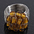 Wide Rhodium Plated Wire Simulated Pearl Gold Glass Bead Band Ring - view 7