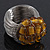 Wide Rhodium Plated Wire Simulated Pearl Gold Glass Bead Band Ring - view 9