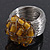 Wide Rhodium Plated Wire Simulated Pearl Gold Glass Bead Band Ring - view 10