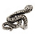 Vintage Diamante Snake Ring In Burn Silver - view 5