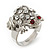 Clear Swarovski Crystal 'Frog' Rhodium Plated Ring -  (Expandable. Size 7/8) - view 9