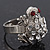 Clear Swarovski Crystal 'Frog' Rhodium Plated Ring -  (Expandable. Size 7/8) - view 7
