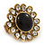 'Diva Blossom' Crystal and Ceramic Flower Ring in Gold Tone - Adjustable size 7/8 - view 1