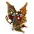 'La Mariposa' Swarovski Encrusted Butterfly Cocktail Stretch Ring In Burn Gold Finish (Multicoloured) - Adjustable size 7/8 - view 4