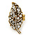 'Autumn Dew' Swarovski Crystal Leaf Stretch Ring In Burnt Gold Plating  - Adjustable size 7/8 - view 3