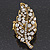 'Autumn Dew' Swarovski Crystal Leaf Stretch Ring In Burnt Gold Plating  - Adjustable size 7/8 - view 2
