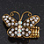 'Papillonne' Swarovski Encrusted Butterfly Cocktail Stretch Ring In Burn Gold Finish (Clear Crystals) - Adjustable size 7/8 - view 4