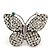 'Flutter-By' Swarovski Encrusted Butterfly Cocktail Stretch Ring - Rhodium Plated (Clear Crystals) - Adjustable size 7/8 - view 6