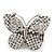 'Flutter-By' Swarovski Encrusted Butterfly Cocktail Stretch Ring - Rhodium Plated (Clear Crystals) - Adjustable size 7/8 - view 7
