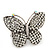 'Flutter-By' Swarovski Encrusted Butterfly Cocktail Stretch Ring - Rhodium Plated (Clear Crystals) - Adjustable size 7/8 - view 4