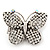 'Flutter-By' Swarovski Encrusted Butterfly Cocktail Stretch Ring - Rhodium Plated (Clear Crystals) - Adjustable size 7/8 - view 8