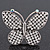 'Flutter-By' Swarovski Encrusted Butterfly Cocktail Stretch Ring - Rhodium Plated (Clear Crystals) - Adjustable size 7/8 - view 2