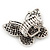 'Flutter-By' Swarovski Encrusted Butterfly Cocktail Stretch Ring - Rhodium Plated (Grey Crystals) - Adjustable size 7/8 - view 5