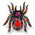 Oversized Multicoloured Crystal Spider Stretch Cocktail Ring In Sivler Plating - 6cm Length