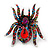 Oversized Multicoloured Crystal Spider Stretch Cocktail Ring In Sivler Plating - 6cm Length - view 5