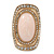 Pale Pink 'Marble Effect' Resin, Diamante Oval Flex Ring In Brushed Gold Finish - 37mm Across - Size 7/8 - view 4