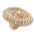 Statement Clear Austrian Crystal Oval Flex Ring In Gold Tone - 55mm Across - Size7/8 - view 5