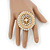 Statement Clear Austrian Crystal Oval Flex Ring In Gold Tone - 55mm Across - Size7/8 - view 3