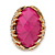 Oval Bright Pink Faceted Resin Stone, Diamante Cocktail Flex Ring In Gold Plating - 35mm Across - Size 7/8 - view 9