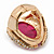 Oval Bright Pink Faceted Resin Stone, Diamante Cocktail Flex Ring In Gold Plating - 35mm Across - Size 7/8 - view 4