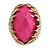 Oval Bright Pink Faceted Resin Stone, Diamante Cocktail Flex Ring In Gold Plating - 35mm Across - Size 7/8 - view 5