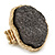 Two Tone Off-Round, Textured Flex Ring (Gold Tone/ Coal Colour Tone) - 37mm Across - Size 7/8