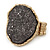 Two Tone Off-Round, Textured Flex Ring (Gold Tone/ Coal Colour Tone) - 37mm Across - Size 7/8 - view 6