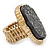 Two Tone Off-Round, Textured Flex Ring (Gold Tone/ Coal Colour Tone) - 37mm Across - Size 7/8 - view 3
