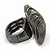 Large Gun Metal Woven Dome Statement Stretch Ring - 40mm Diameter - Size 7/8 Expandable - view 7