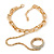 Gold Plated Chunky Chain Bracelet With Clear Swarovski Crystal Flex Band Ring Attached - 17cm Length/ 3cm Extension, Size 7/8