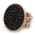 Gold Tone, Black Glass Bead, Coin Shape Flex Ring - 30mm Across - Size 7/8 - view 5