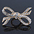 Statement Clear Austrian Crystal Bow Flex Ring In Gold Tone - 65mm Across - Size7/8