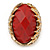 Oval Red Faceted Resin Stone, Diamante Cocktail Flex Ring In Gold Plating - 35mm Across - Size 7/8 - view 4